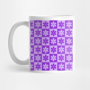 Floral Checkered Pattern in Purple Mug